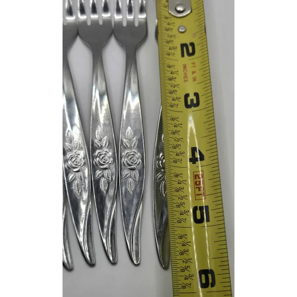 VTG HF Avon Rose Flatware Seafood Set Stainless Steel Silverware Floral Pattern
